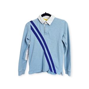 Mini Boden Boys Long Sleeve Stars & Stripes Rugby Polo Elbow Patches Collar